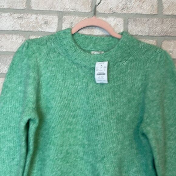 NWT J. Crew fuzz puff sleeve Green sweater size M Alpaca Blend - Picture 4 of 10